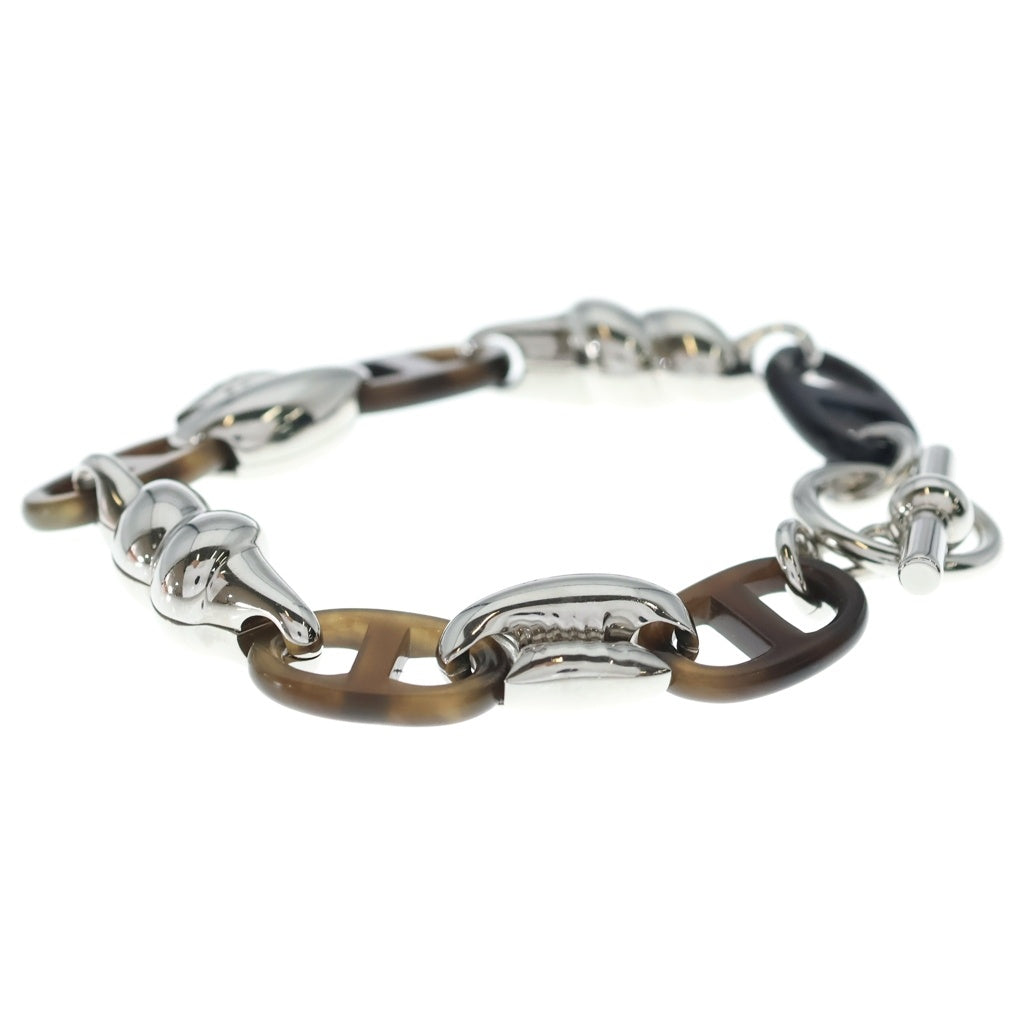 HERMES(エルメス) シェーヌダンクル リバージュ ブレスレット シルバー/ブラウン メタル/バッファローホーン