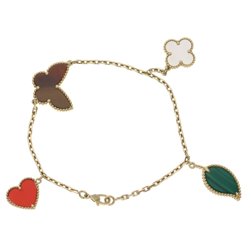 Van Cleef & Arpels(ヴァンクリーフアンドアーペル) ラッキー アルハンブラ ブレスレット 4モチーフ ゴールド×マルチカラー Au750 13g VCARD79600 レディース
