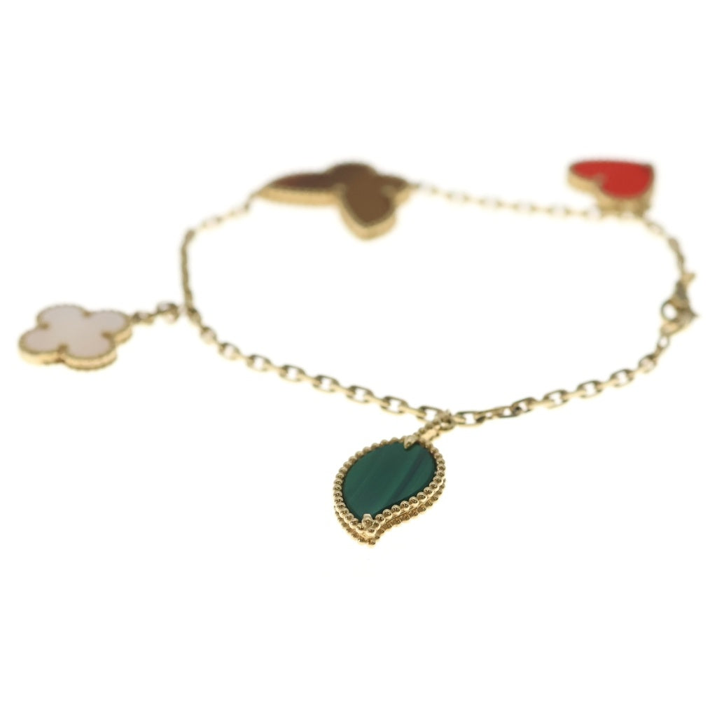 Van Cleef & Arpels(ヴァンクリーフアンドアーペル) ラッキー アルハンブラ ブレスレット 4モチーフ ゴールド×マルチカラー Au750 VCARD79600 レディース