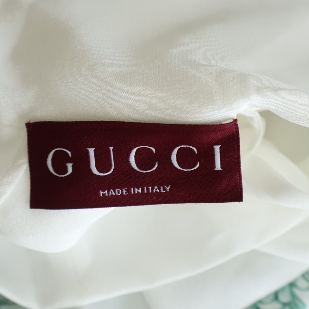 GUCCI(グッチ) グッチ×ヒグチユウコ 魔境の森プリント シルクブラウス ホワイト×グリーン #38 レディース
