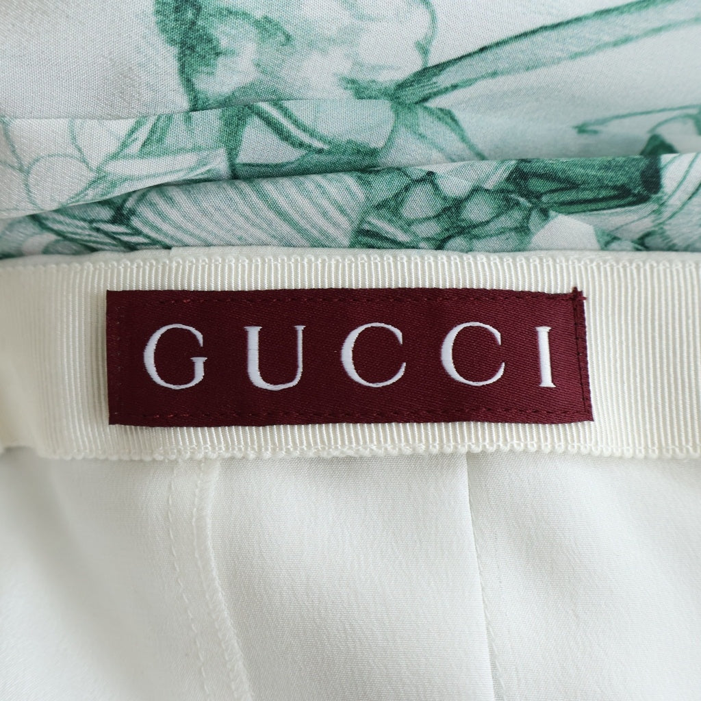 GUCCI(グッチ) x Higuchi Yuko ヒグチ ユウコ 魔境の森 シルクスカート ホワイト/グリーン 865513 レディース