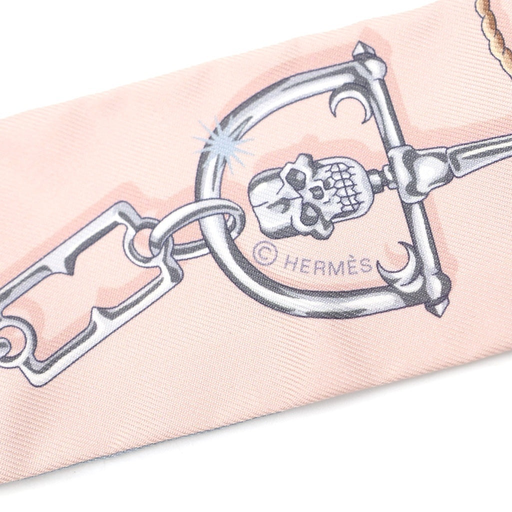 HERMES(エルメス) ツイリー C'est la Fete シルクスカーフ ブルー・グラシエ×ローズプードルグレー レディース