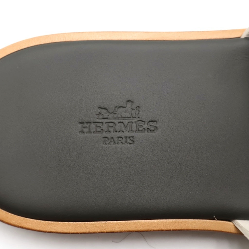 HERMES(エルメス) イズミール レザー Hロゴ フラット サンダル シューズ アイボリー