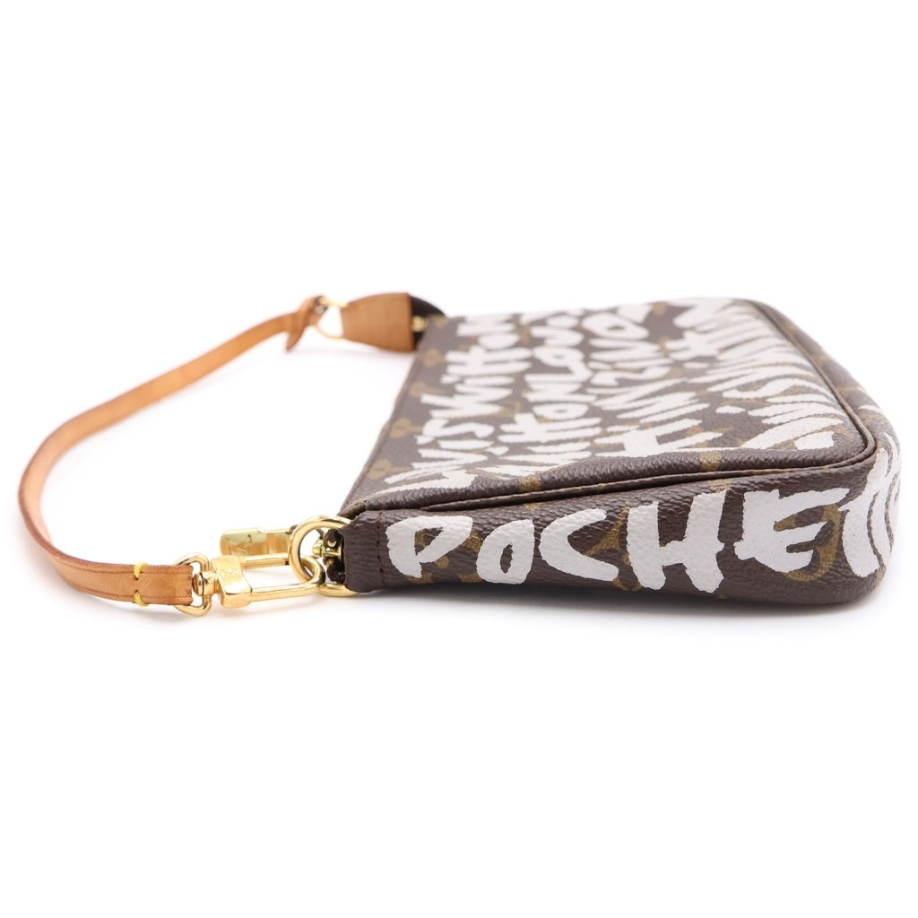 LOUIS VUITTON(ルイヴィトン) モノグラムグラフィティ ポシェット アクセソワール ハンドバッグ ケース ポーチ ブラウン レザー×PVC M92192 ゴールド金具