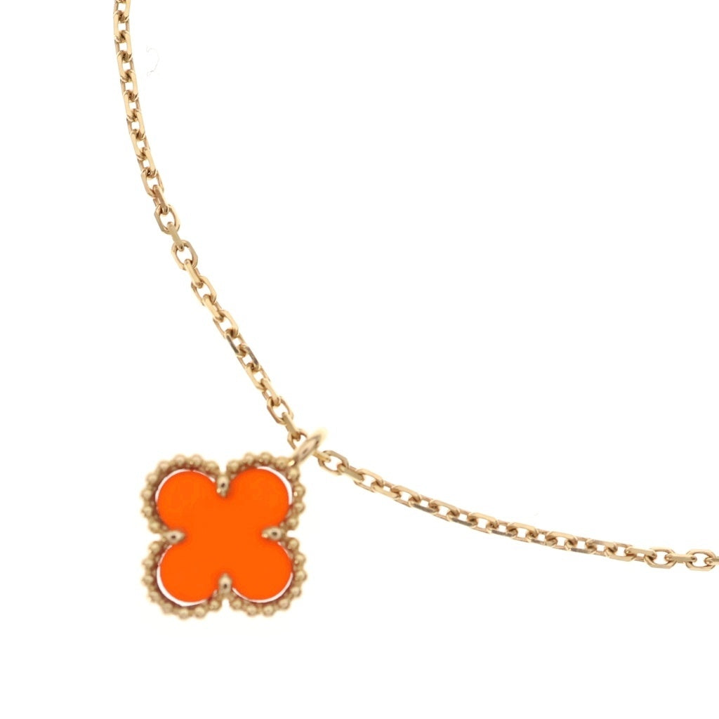 Van Cleef & Arpels(ヴァンクリーフアンドアーペル) スウィートアルハンブラ カーネリアン Au750 K18PG ネックレス ピンクゴールド/レッド レディース