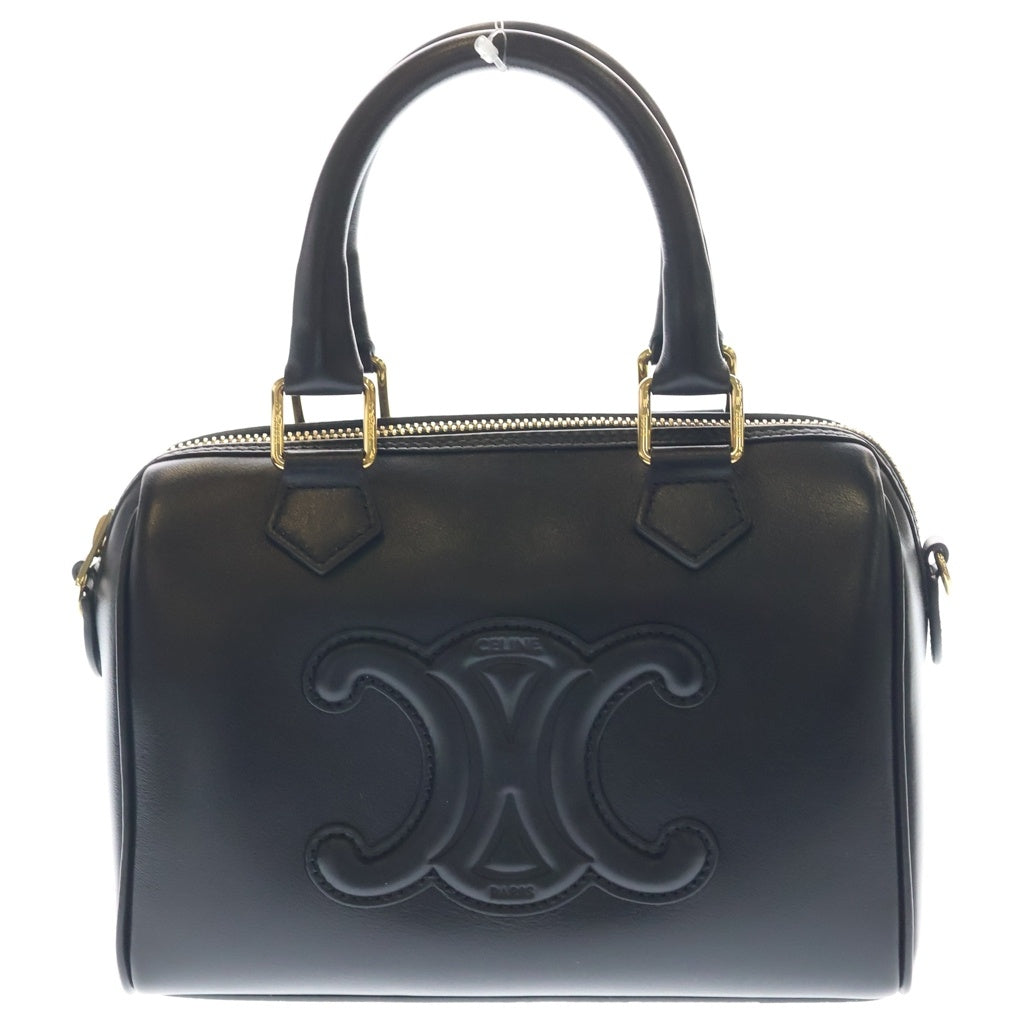 CELINE(セリーヌ) キュイル トリオンフ 2WAYバッグ ハンドバッグ ショルダーバッグ ブラック レザー ゴールド金具 レディース