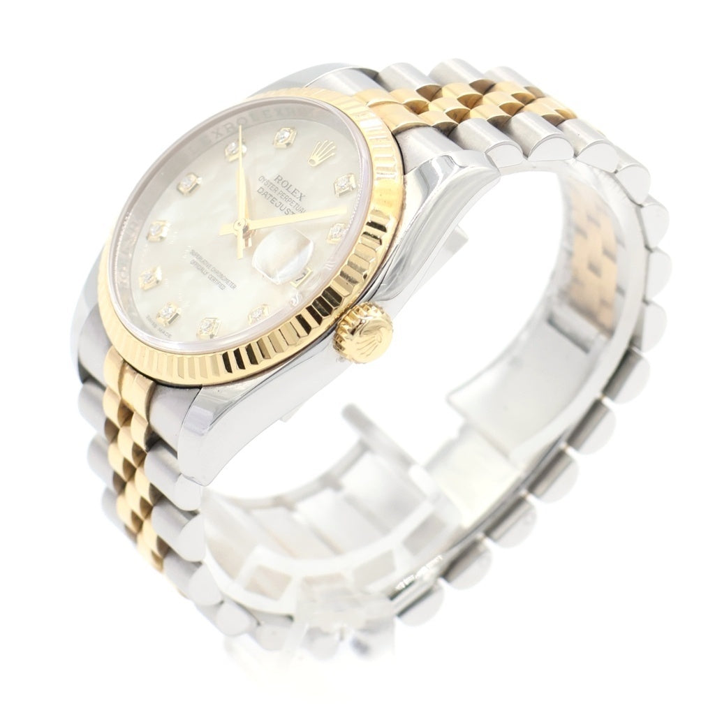 ROLEX(ロレックス) デイトジャスト シェル文字盤 10Pダイヤ 自動巻き 腕時計 K18YG イエローゴールド/シルバー 116233NG