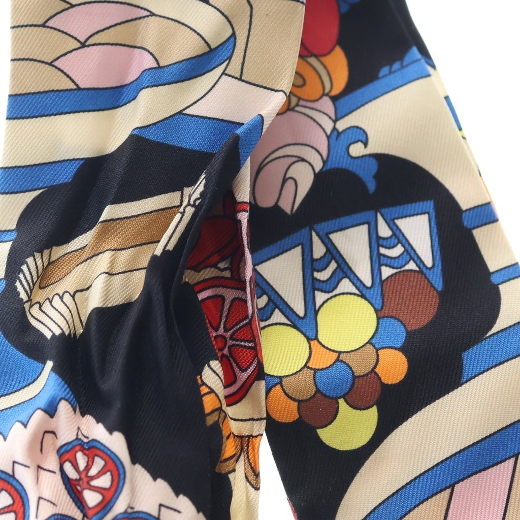 HERMES(エルメス) ツイリー チャーム パティスリー フランセーズ 総柄プリント シルク スカーフ ブラック/マルチ レディース