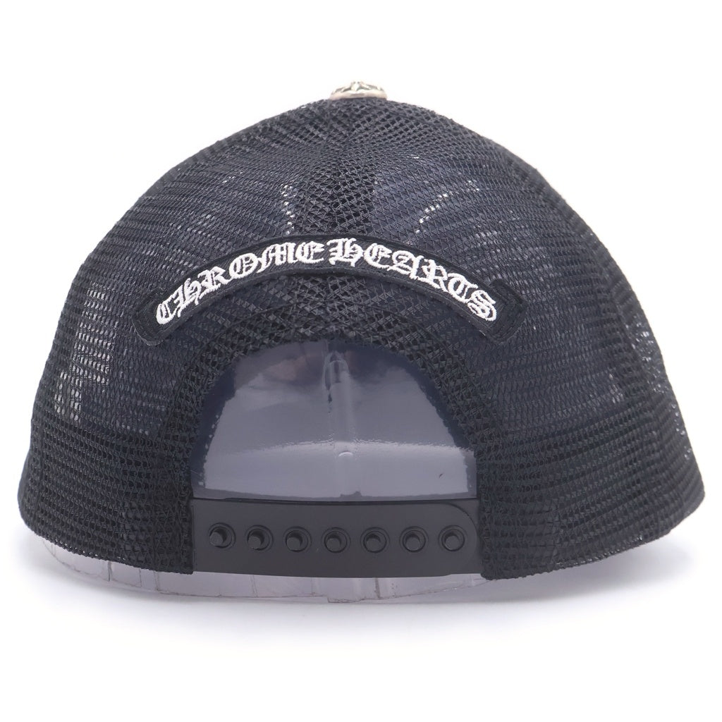 CHROME HEARTS(クロムハーツ) TRUCKER CAP トラッカーキャップ 3セメタリークロス レザーパッチ 帽子 ブラック