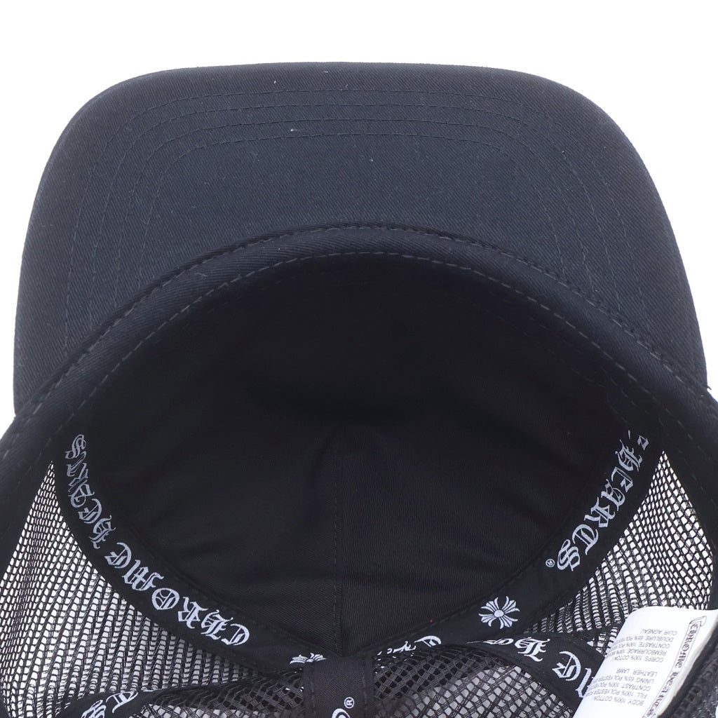 CHROME HEARTS(クロムハーツ) TRUCKER CAP トラッカーキャップ 3セメタリークロス レザーパッチ 帽子 ブラック