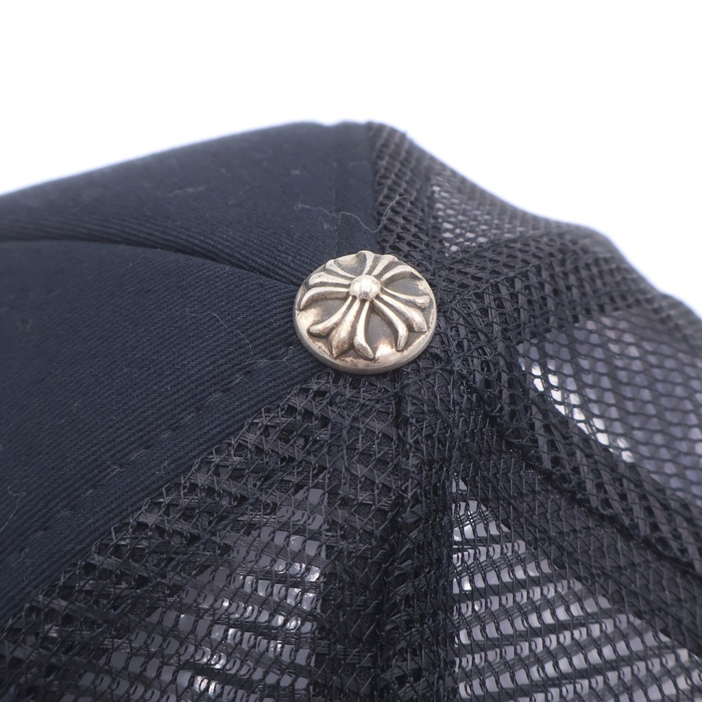 CHROME HEARTS(クロムハーツ) TRUCKER CAP トラッカーキャップ 3セメタリークロス レザーパッチ 帽子 ブラック