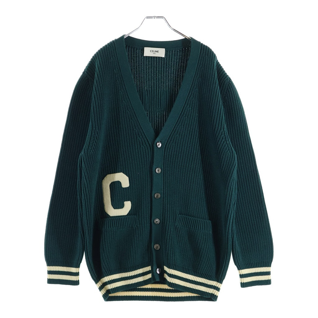 CELINE(セリーヌ) ロゴワッペン カレッジカーディガン グリーン S