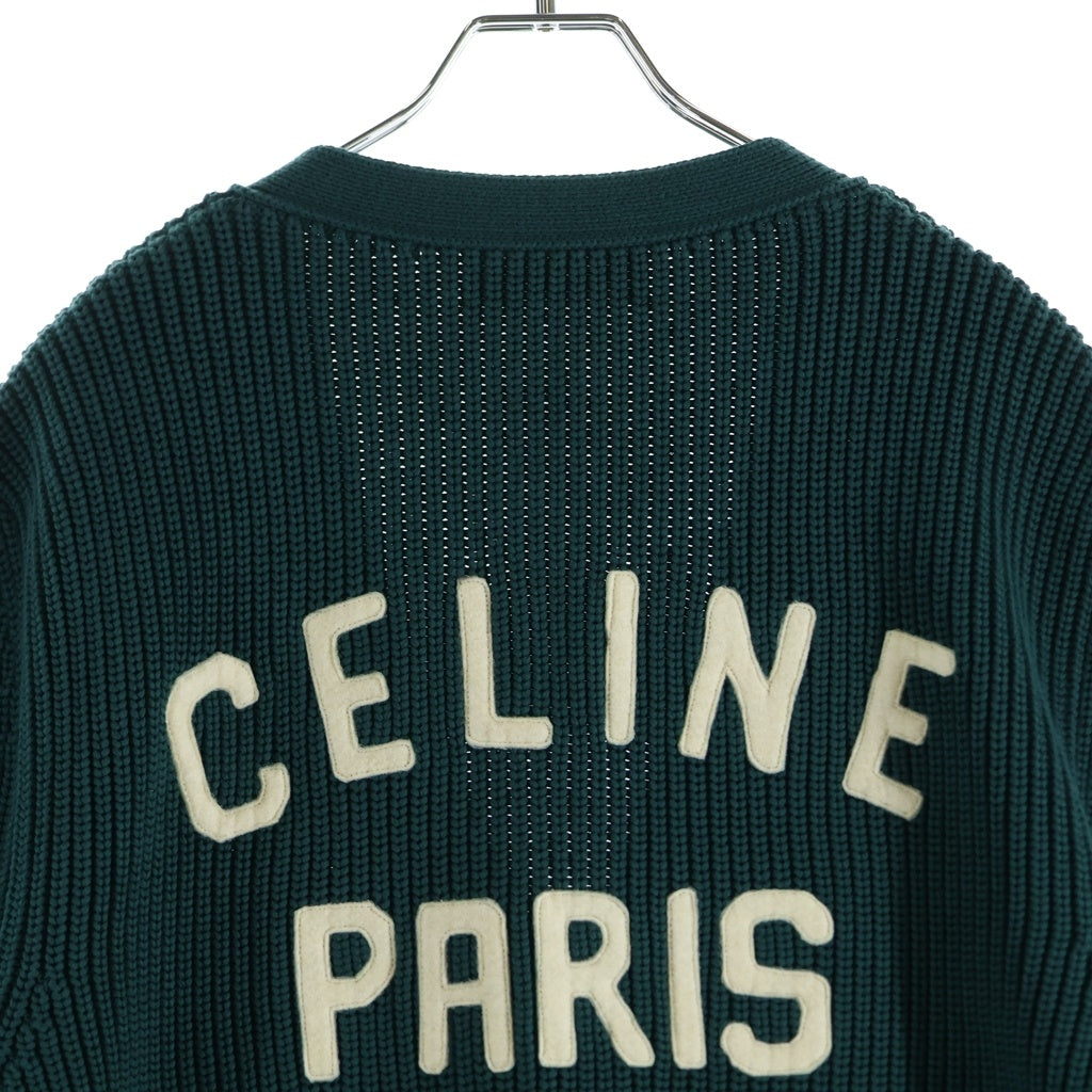 CELINE(セリーヌ) ロゴワッペン カレッジカーディガン グリーン S