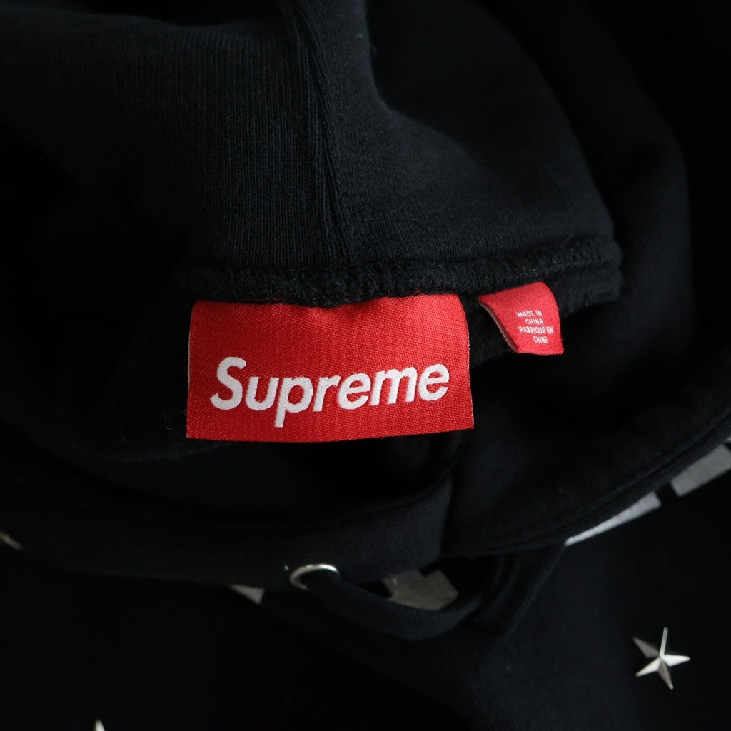 SUPREME(シュプリーム) Stars Studded Hooded Sweat スタースタッズ フーディー パーカー ブラック コットン XL