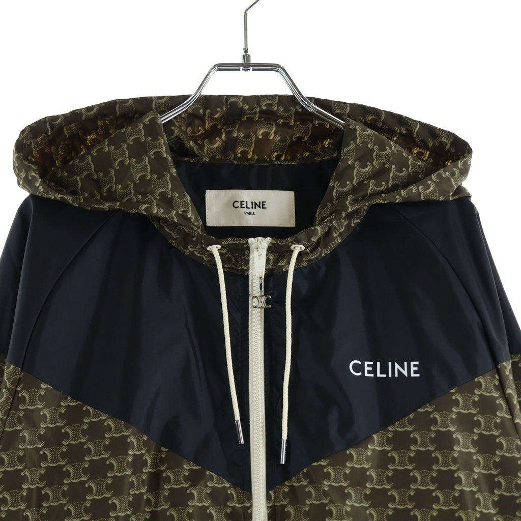 CELINE(セリーヌ) トリオンフモノグラムナイロンフーデッドブルゾン ブラウン×ブラック 50