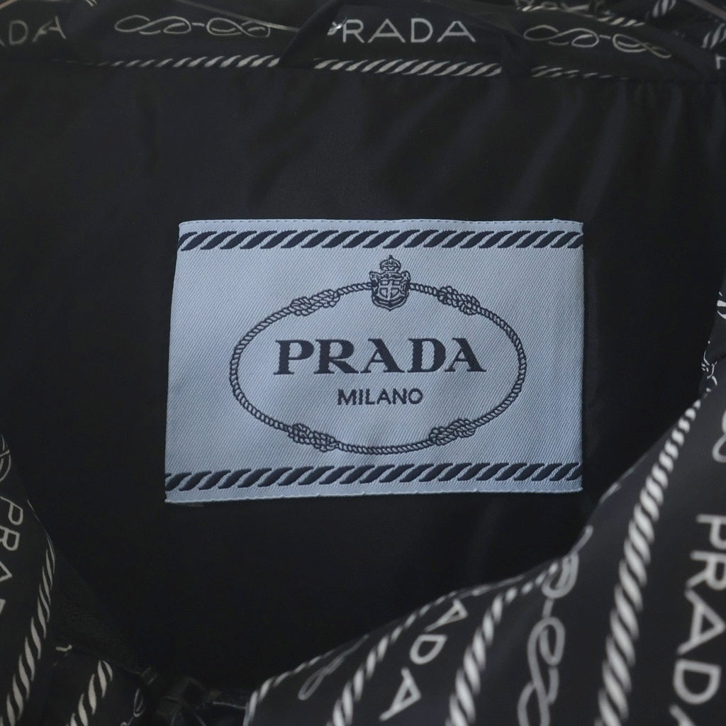 PRADA(プラダ) Re-Nylon リナイロン ダウンジャケット 総柄 ブラック×ホワイト 36 291973 レディース