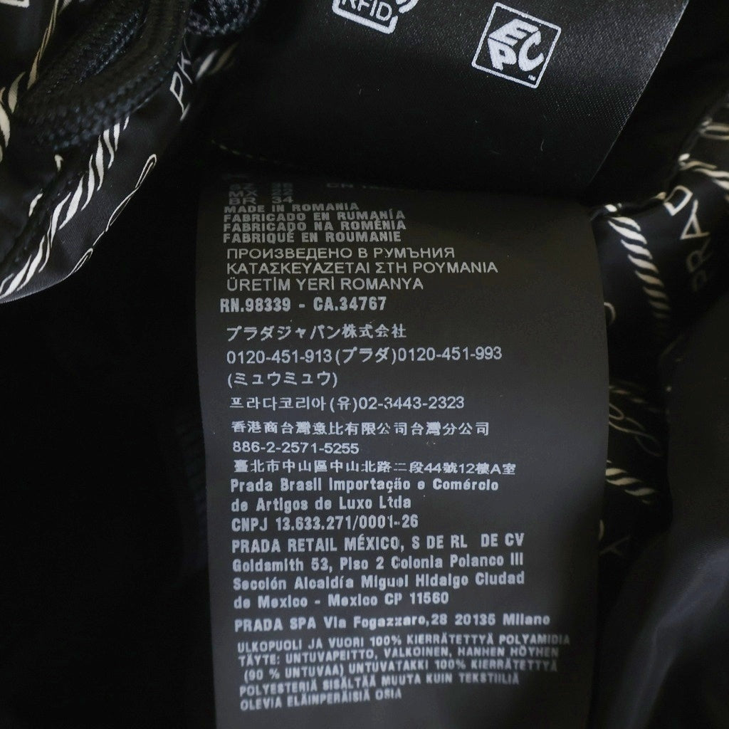 PRADA(プラダ) Re-Nylon リナイロン ダウンジャケット 総柄 ブラック×ホワイト 36 291973 レディース