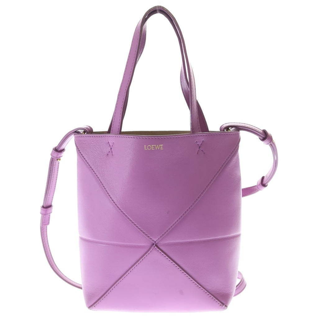 LOEWE(ロエベ) パズルフォルド ミニ レザー 2way ハンドバッグ ショルダーバッグ パープル レディース