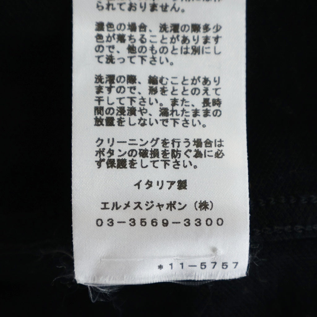 HERMES(エルメス) Hロゴ刺繍 コットン 半袖ポロシャツ ブラック