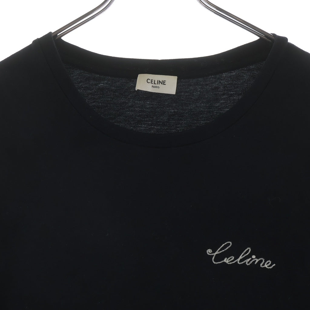 CELINE(セリーヌ) ロゴ刺繍 クルーネック 半袖 Tシャツ カットソー ブラック 2X486114L