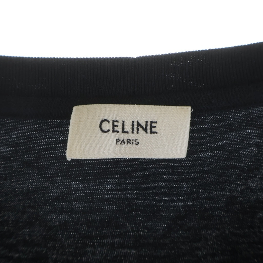 CELINE(セリーヌ) ロゴ刺繍 クルーネック 半袖 Tシャツ カットソー ブラック 2X486114L