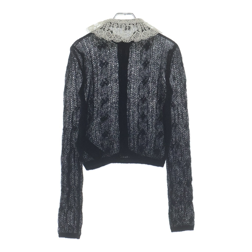 SAINT LAURENT PARIS(サンローランパリ) レースカラー モヘア ニット カーディガン ブラック レディース 705831
