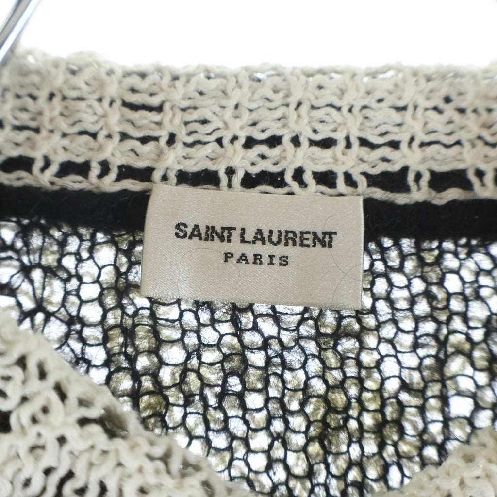 SAINT LAURENT PARIS(サンローランパリ) レースカラー モヘア ニット カーディガン ブラック レディース 705831