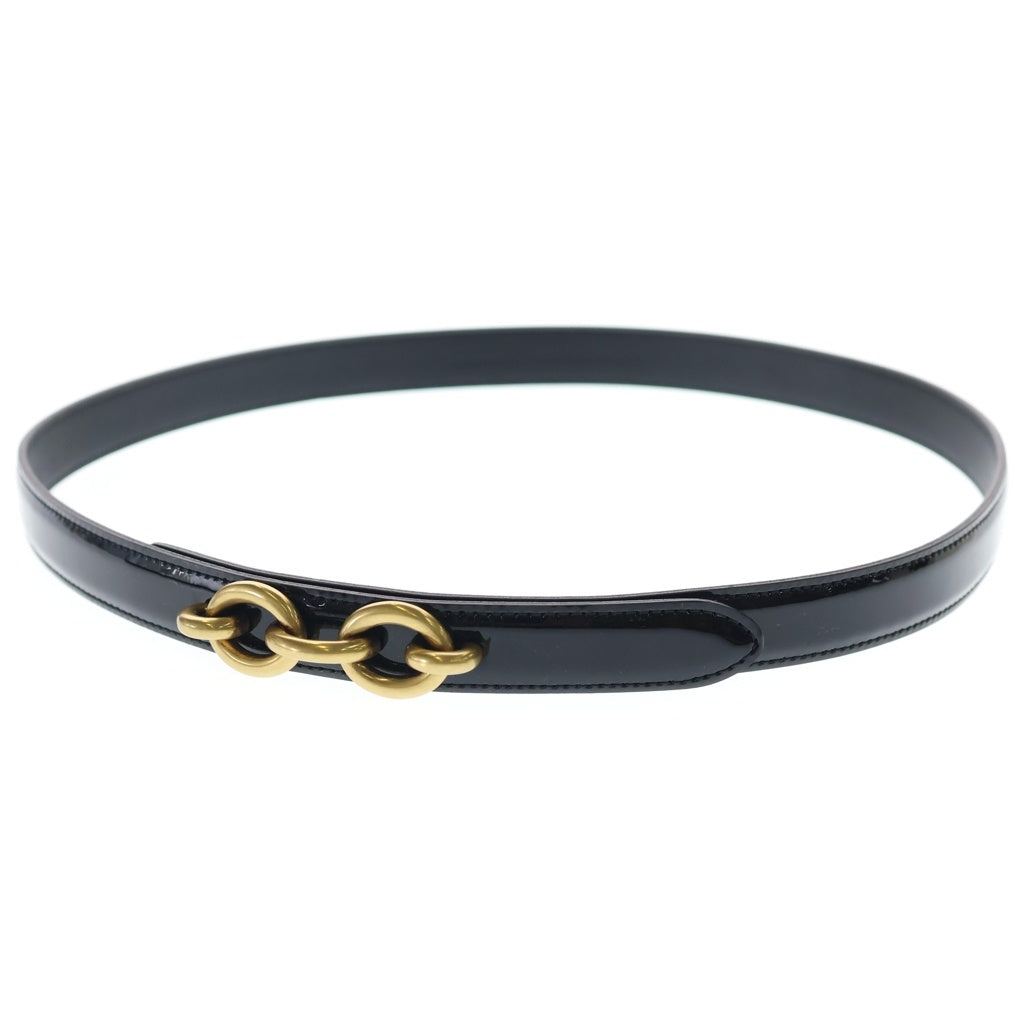 SAINT LAURENT PARIS(サンローランパリ) マイヨン レザー ベルト ブラック パテント 652221 ゴールド金具 レディース
