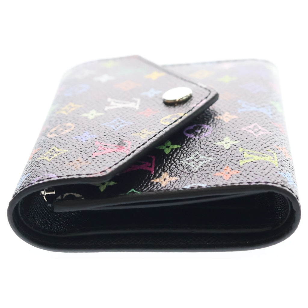 LOUIS VUITTON(ルイヴィトン) LV×TM モノグラムマルチカラー ポルトフォイユ コンパクトウォレット 二つ折り財布 コインケース ブラック レザー M14163 シルバー金具 レディース