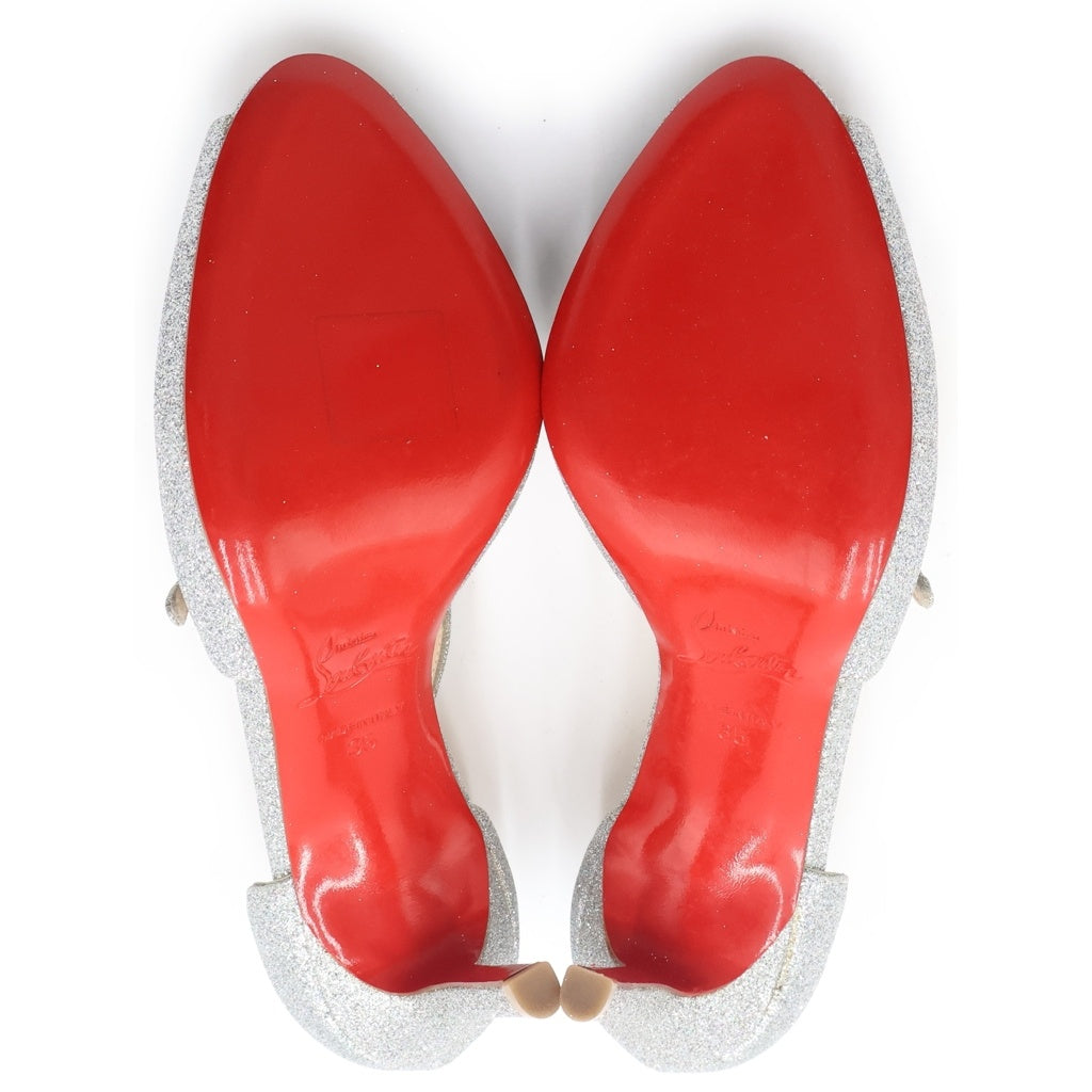 CHRISTIAN LOUBOUTIN(クリスチャンルブタン) グリッターラメヒールパンプス シルバー #35 レディース