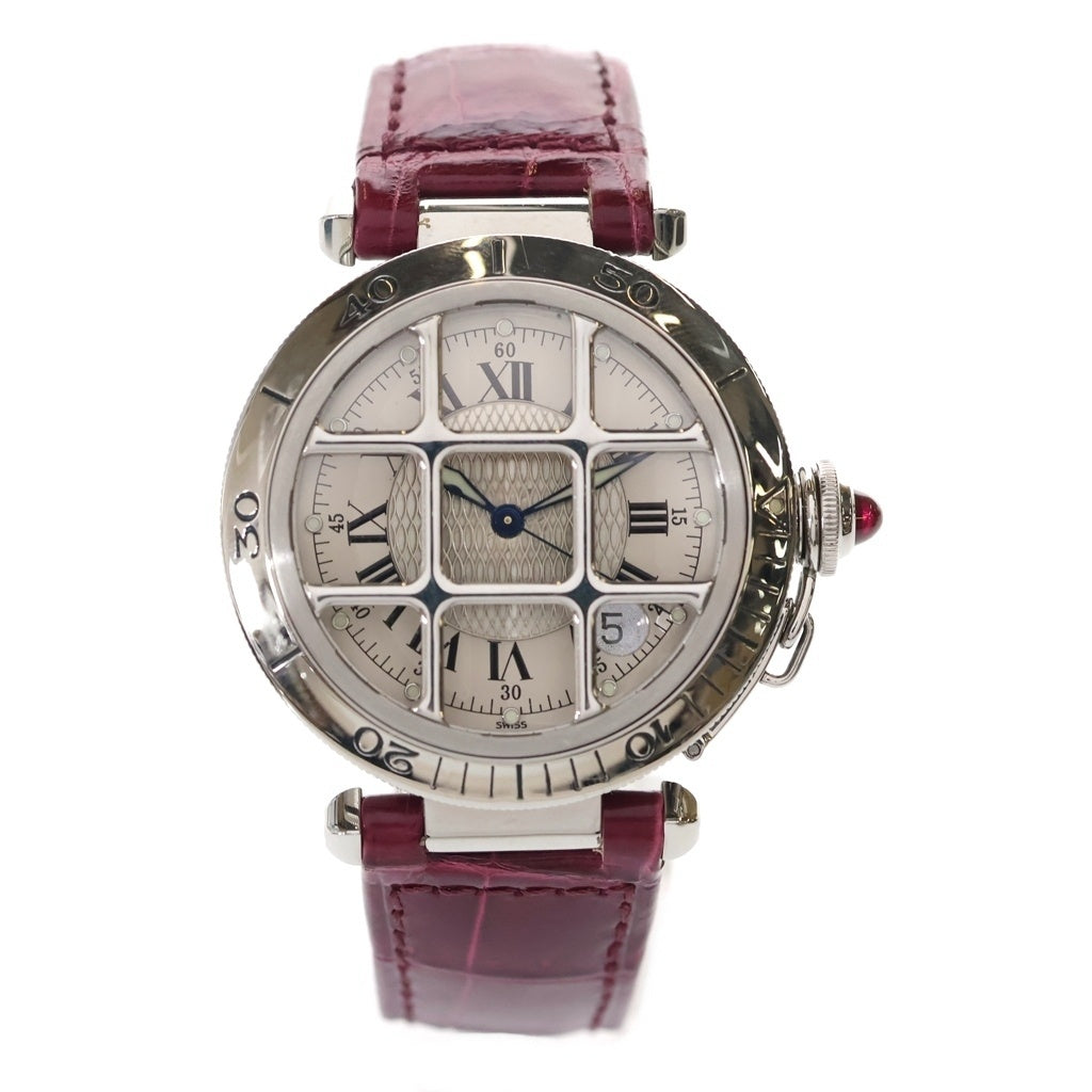 Cartier(カルティエ) パシャ グリッド 150周年記念 SS×革/AT ステンレス オートマ 自動巻き 腕時計 W3102255 シルバー文字盤