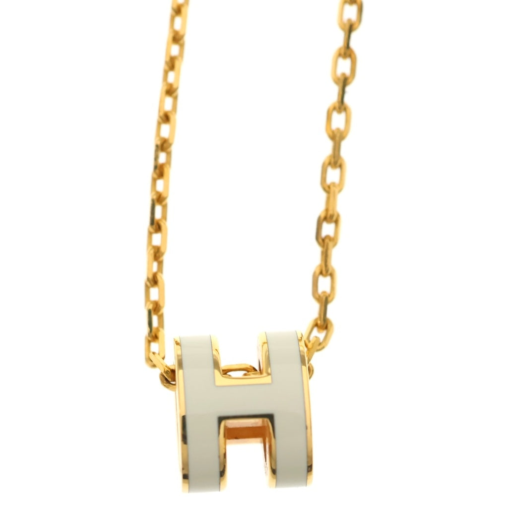HERMES(エルメス) ポップアッシュH ミニ Hモチーフ GP ネックレス ホワイト/ゴールド