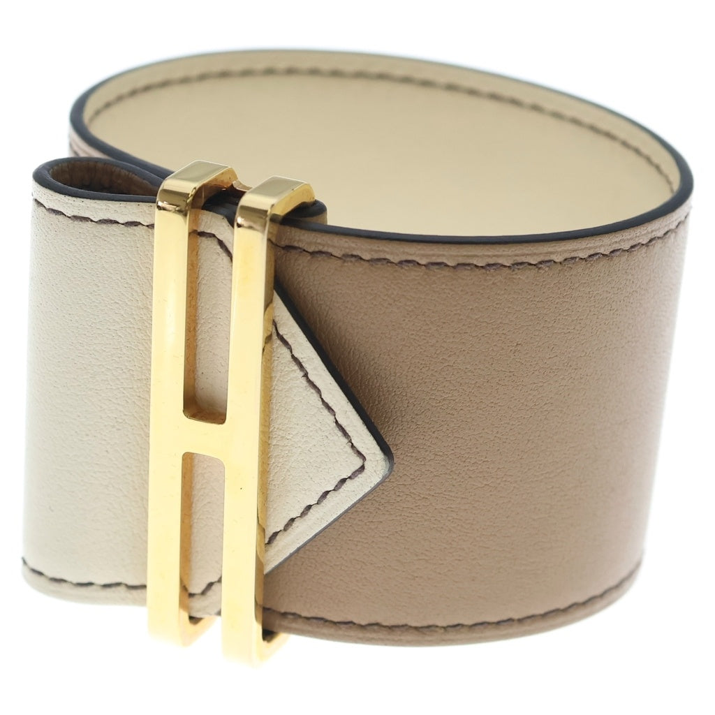 HERMES(エルメス) エラン ヴォースイフト ゴールド金具 ブレスレット バングル U刻印 ブラウン/ホワイト