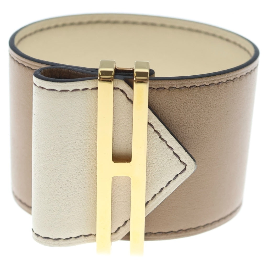 HERMES(エルメス) エラン ヴォースイフト ゴールド金具 ブレスレット バングル U刻印 ブラウン/ホワイト