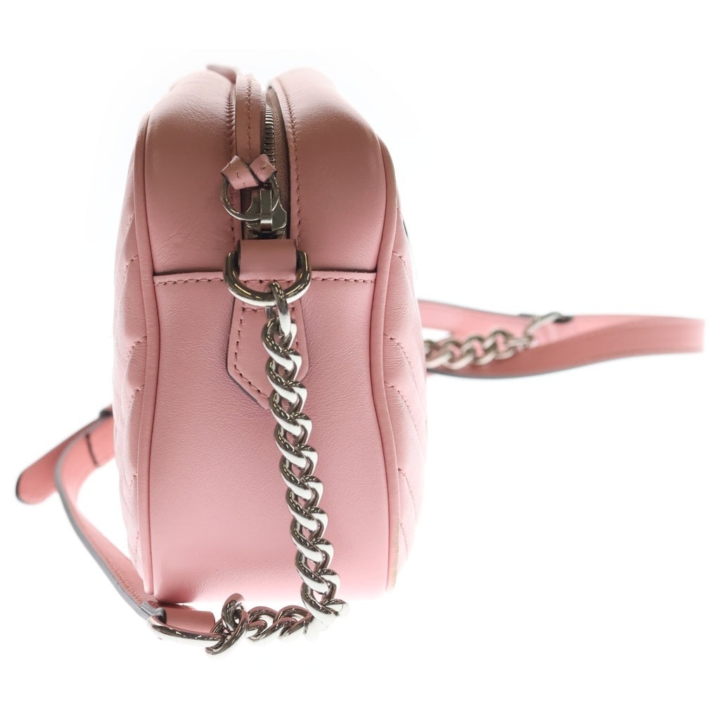GUCCI(グッチ) GGマーモント キルティング チェーンショルダーバッグ ピンク レザー 447632 シルバー金具 レディース