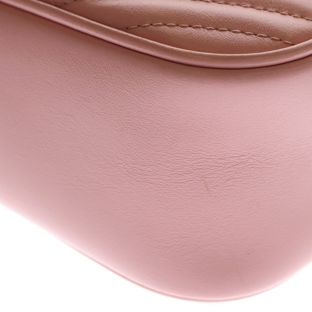 GUCCI(グッチ) GGマーモント キルティング チェーンショルダーバッグ ピンク レザー 447632 シルバー金具 レディース