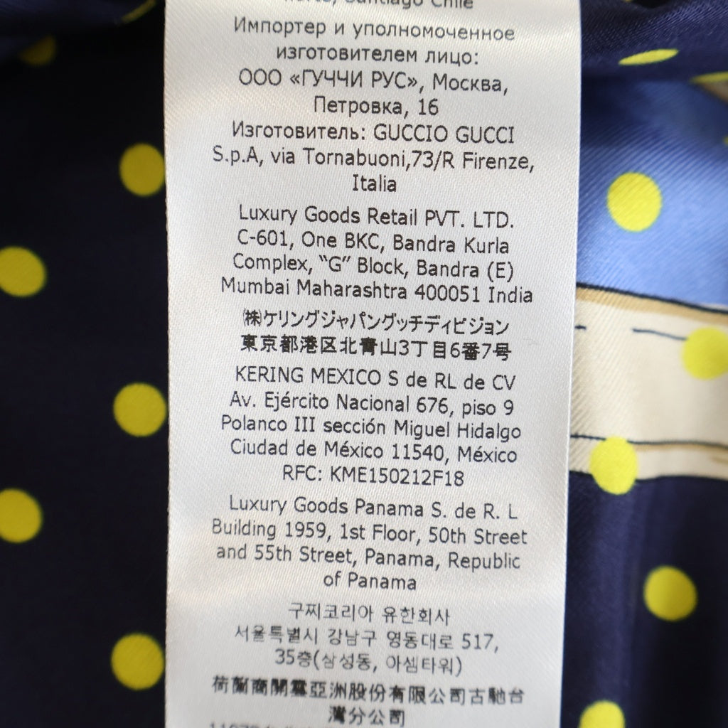GUCCI(グッチ) ZANUR クロップド 半袖シャツ ボタンダウン シルク 総柄 ネイビー 744796 レディース