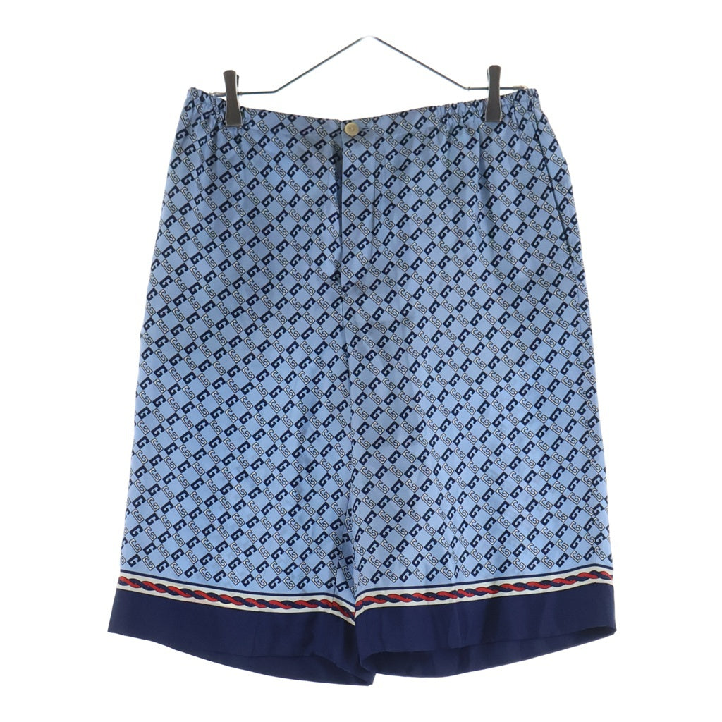 GUCCI(グッチ) ZAMZY ロゴ ショートパンツ ブルー系 総柄 シルク #48 672698 レディース