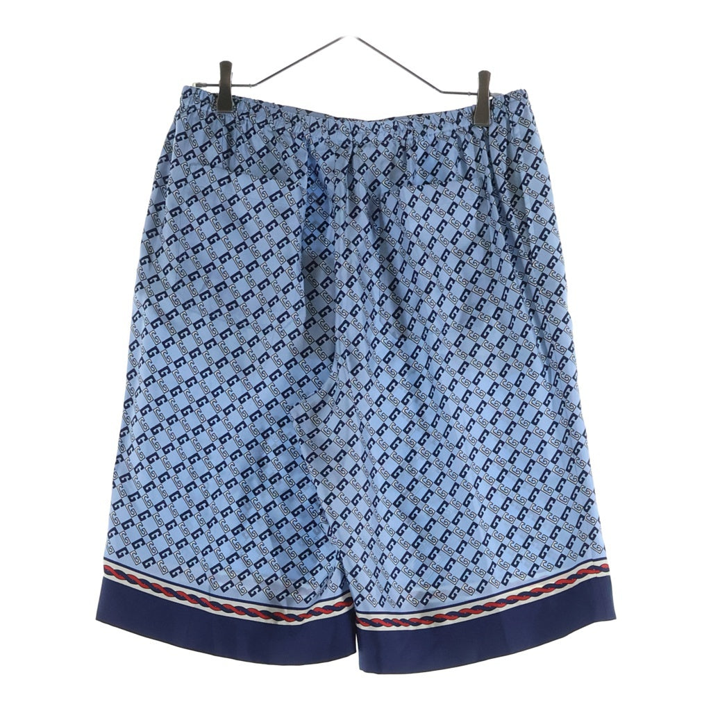 GUCCI(グッチ) ZAMZY ロゴ ショートパンツ ブルー系 総柄 シルク #48 672698 レディース