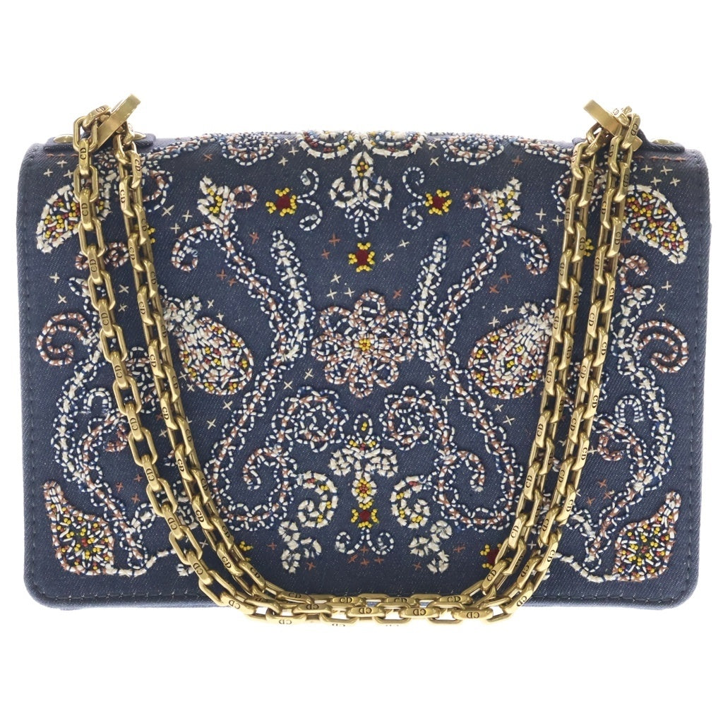 Christian Dior(クリスチャンディオール) ジャディオール ビーズ デニム チェーンショルダーバッグ ブルー/マルチカラー レディース