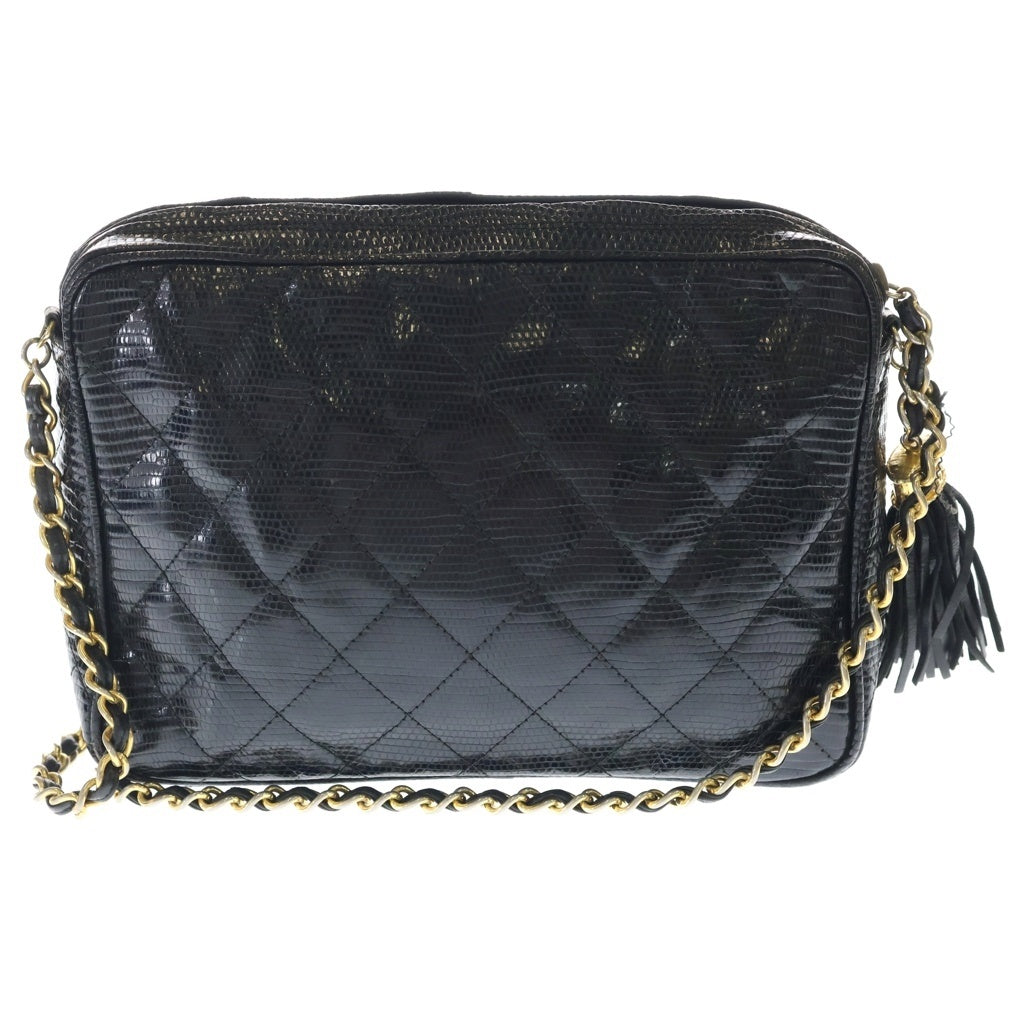 CHANEL(シャネル) ココマーク フリンジ チェーンショルダーバッグ ミニバッグ ブラック ゴールド金具 レディース