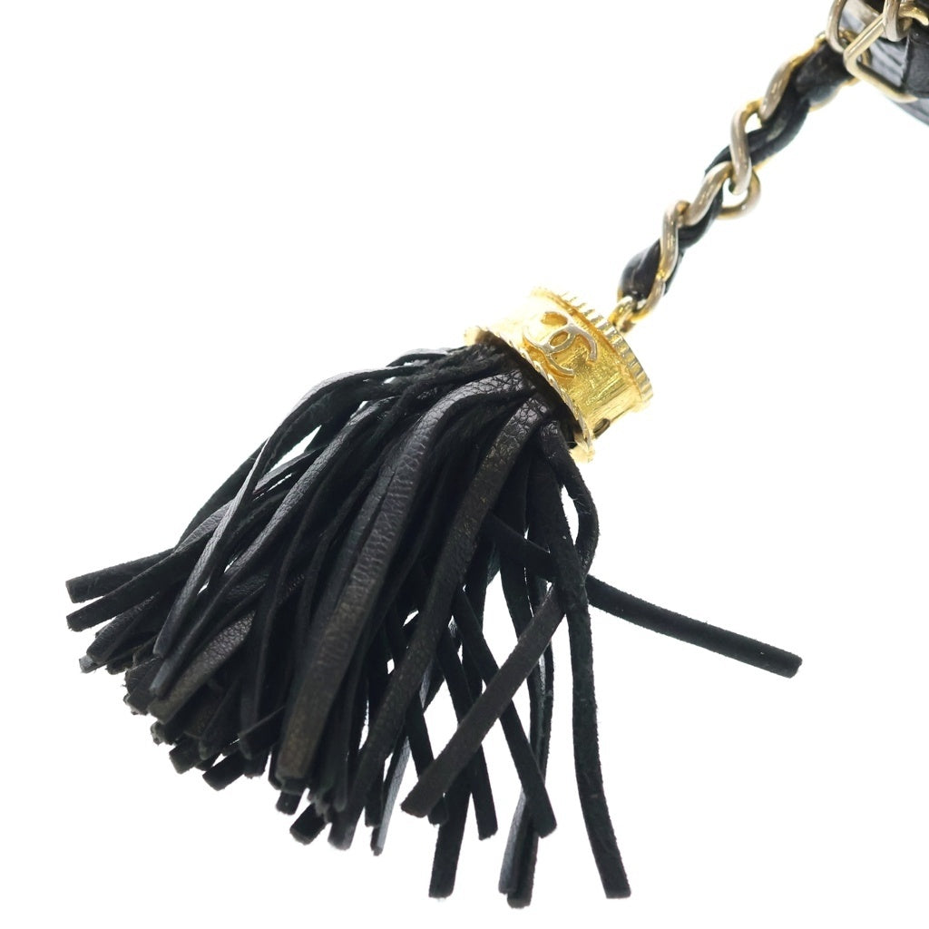 CHANEL(シャネル) ココマーク フリンジ チェーンショルダーバッグ ミニバッグ ブラック ゴールド金具 レディース