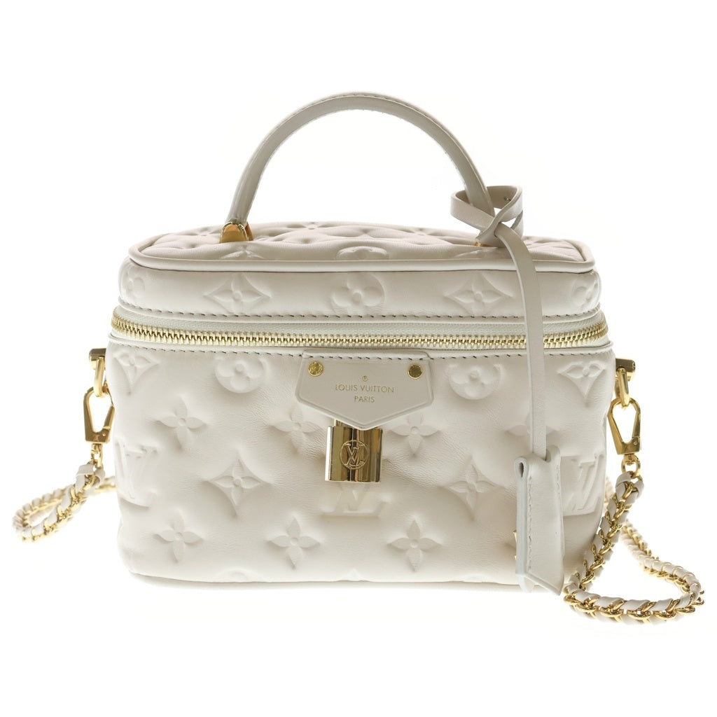 LOUIS VUITTON(ルイヴィトン) モノグラム ヴァニティPM ショルダーバッグ チェーンバッグ ミニバッグ ホワイト ラムレザー M25219 ゴールド金具 レディース