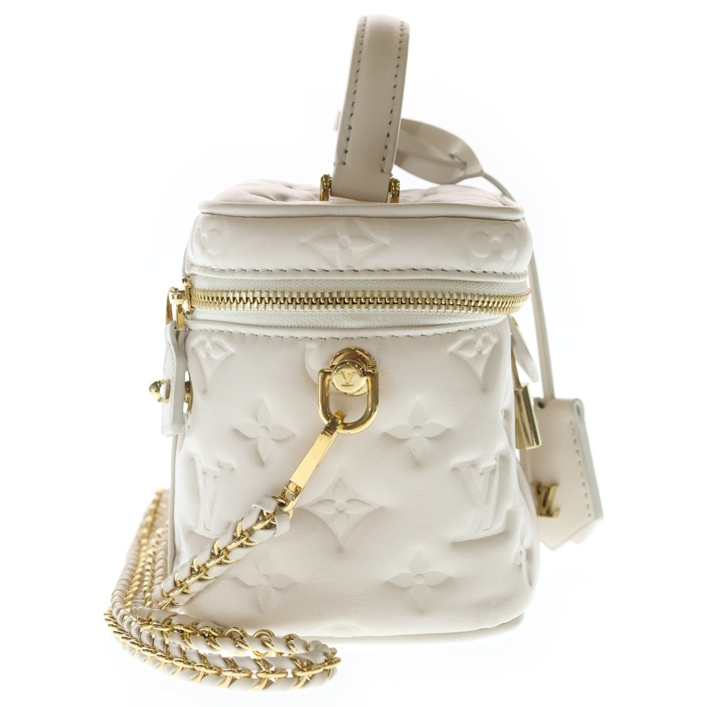 LOUIS VUITTON(ルイヴィトン) モノグラム ヴァニティPM ショルダーバッグ チェーンバッグ ミニバッグ ホワイト ラムレザー M25219 ゴールド金具 レディース
