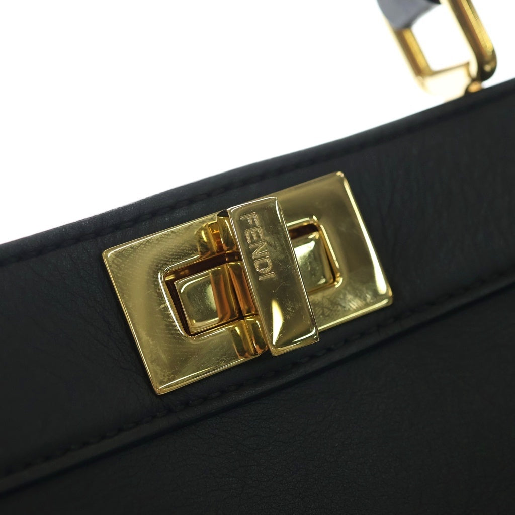 FENDI(フェンディ) ピーカブー アイシーユー スモール 2WAYバッグ ハンドバッグ ショルダーバッグ ブラック レザー 8BN327 ゴールド金具 レディース