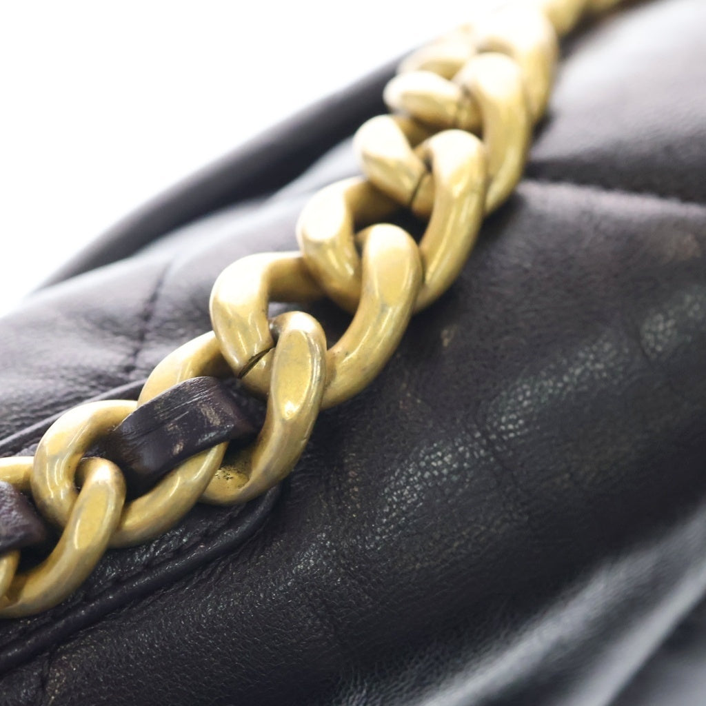 CHANEL(シャネル) シャネル19 ラムスキン ゴールド×シルバー金具 ターンロック 2WAY チェーンショルダーバッグ ハンドバッグ パープル レディース