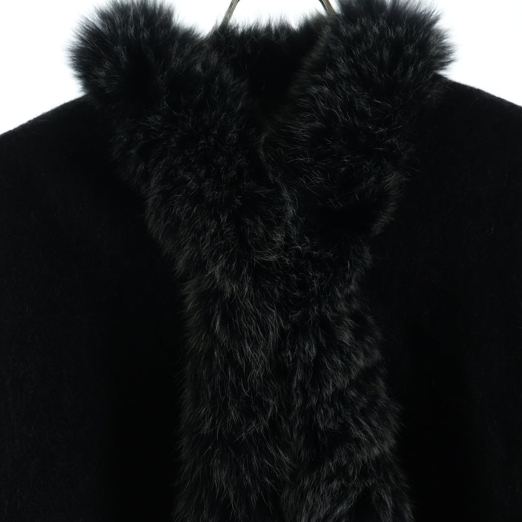 LANVIN(ランバン) Cape Coat ケープコート カシミヤ ファー ブラック レディース