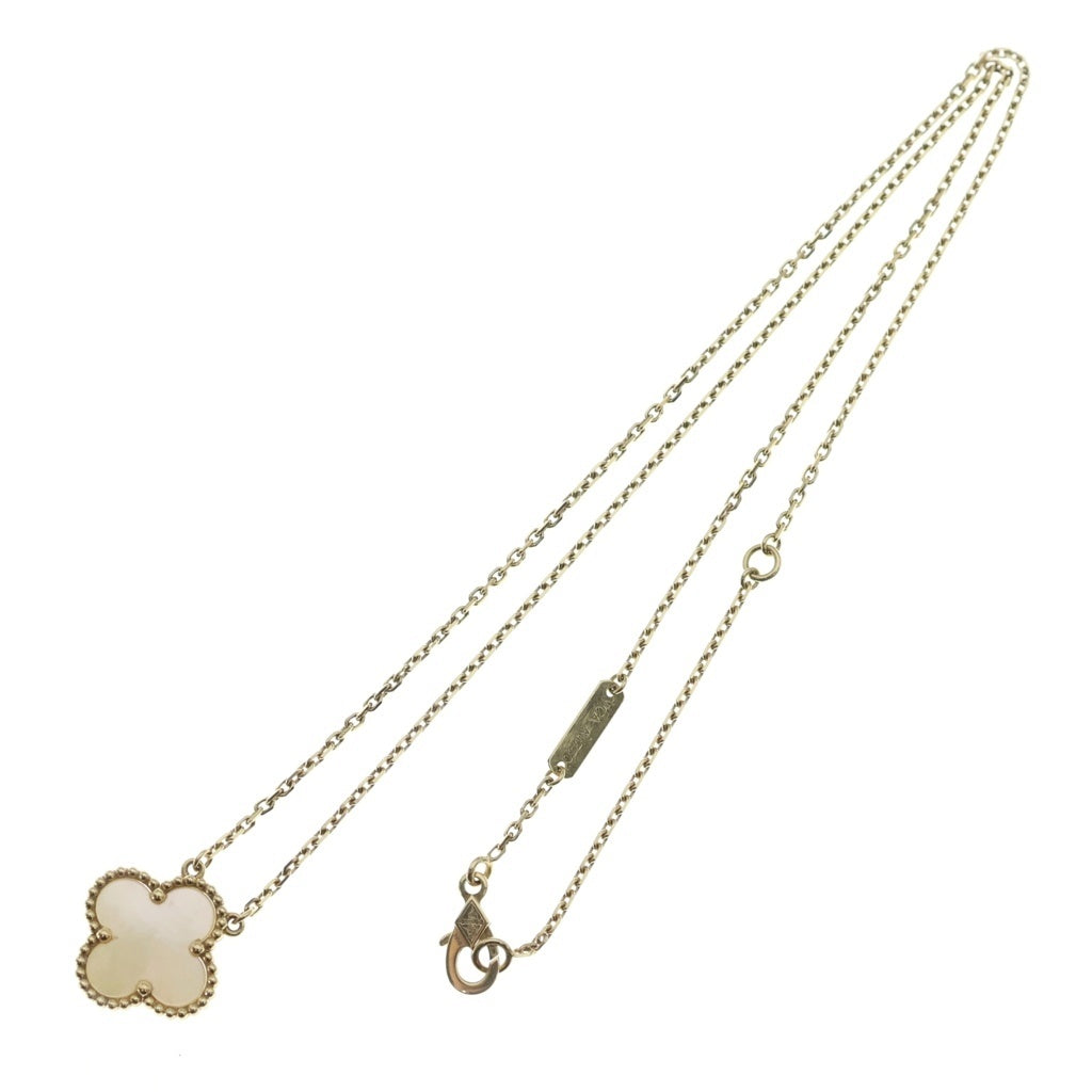 Van Cleef & Arpels(ヴァンクリーフアンドアーペル) ヴィンテージアルハンブラ マザーオブパール ネックレス ペンダント チェーン ゴールド×ホワイト Au750YG VCARA45900 レディース