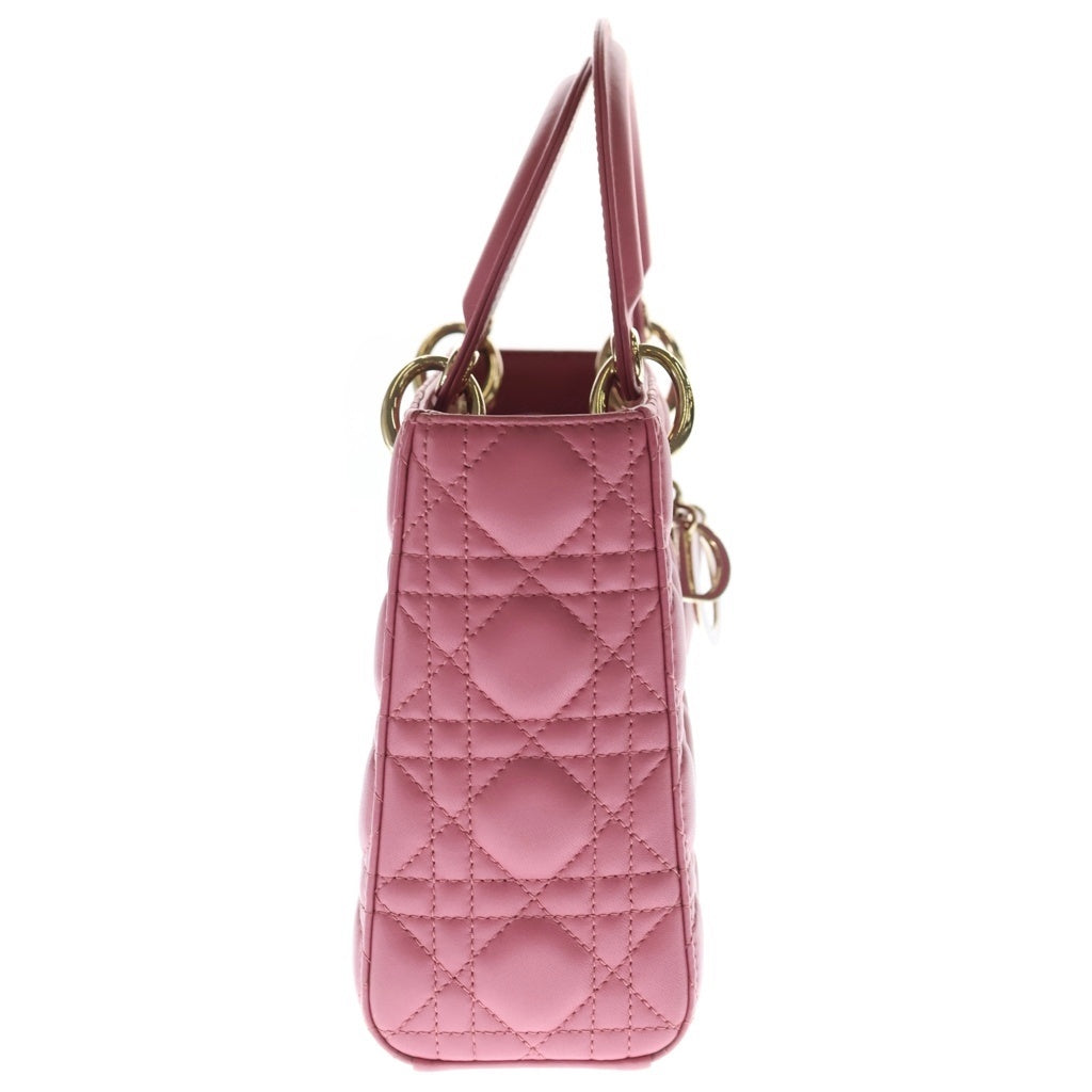 Christian Dior(クリスチャンディオール) レディディオール マイABCディオール スモール ラムスキン カナージュ ゴールド金具 2WAY ショルダーバッグ ハンドバッグ ピンク レディース