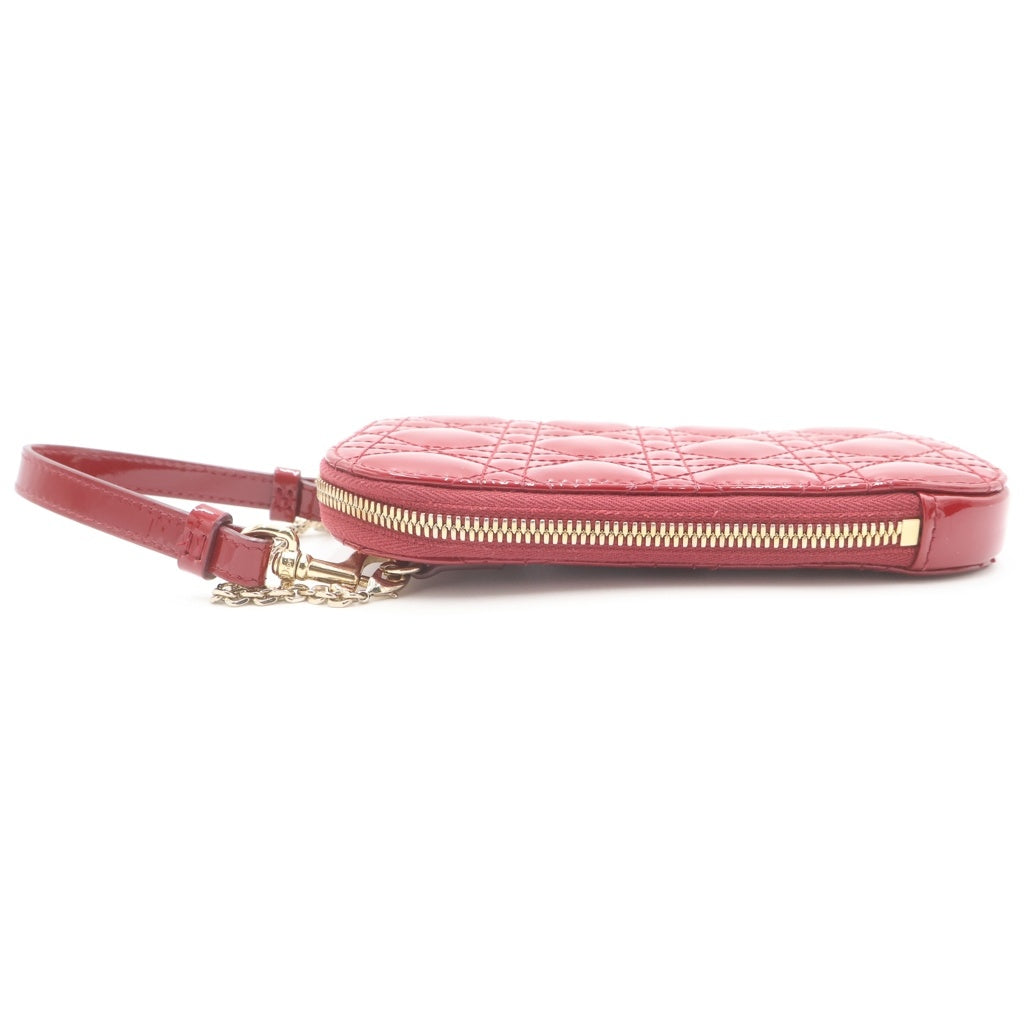 Christian Dior(クリスチャンディオール) カナージュ フォンショルダーバッグ チェーンバッグ ミニバッグ レッド パテント レザー ゴールド金具 レディース